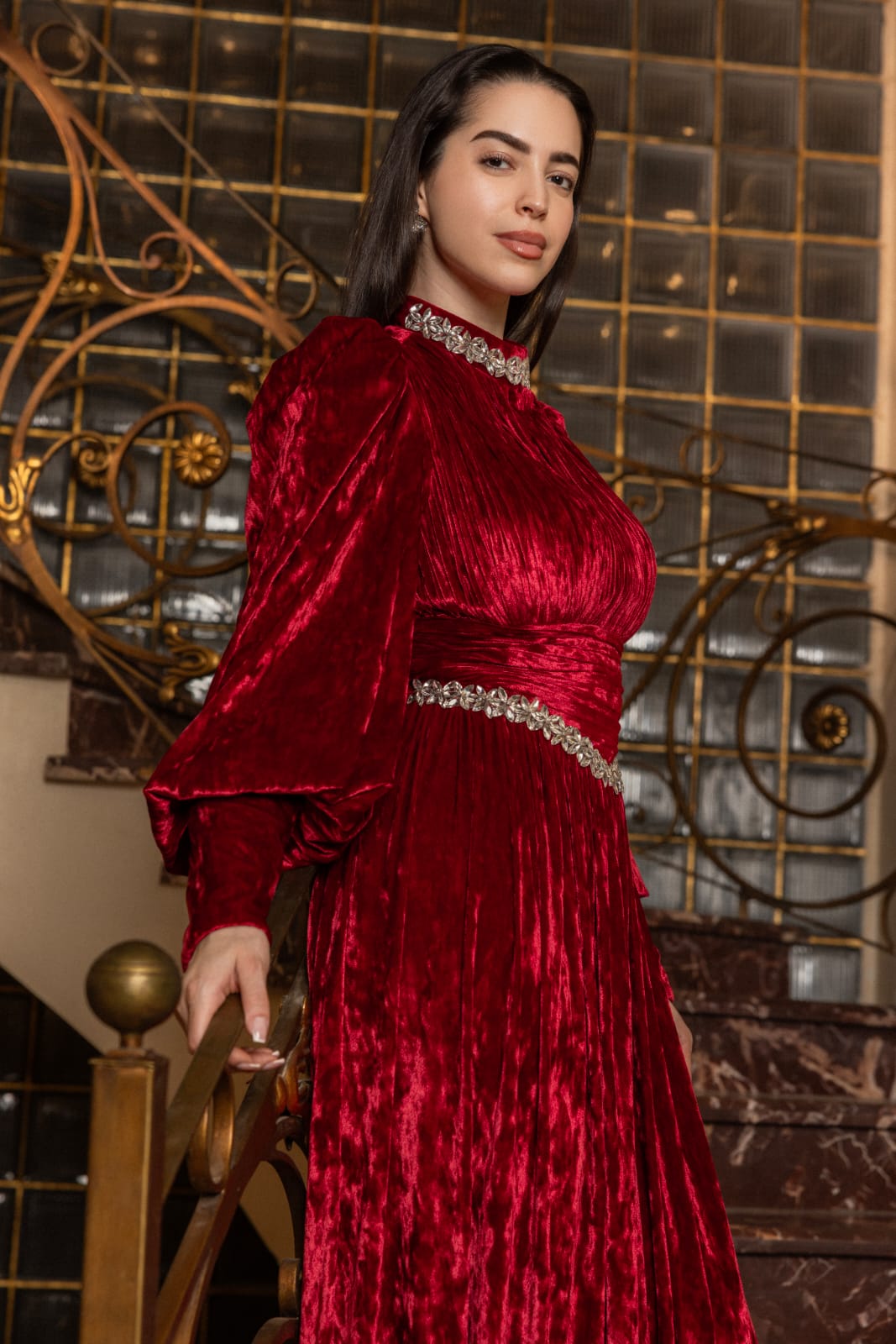 Crystal draped dress