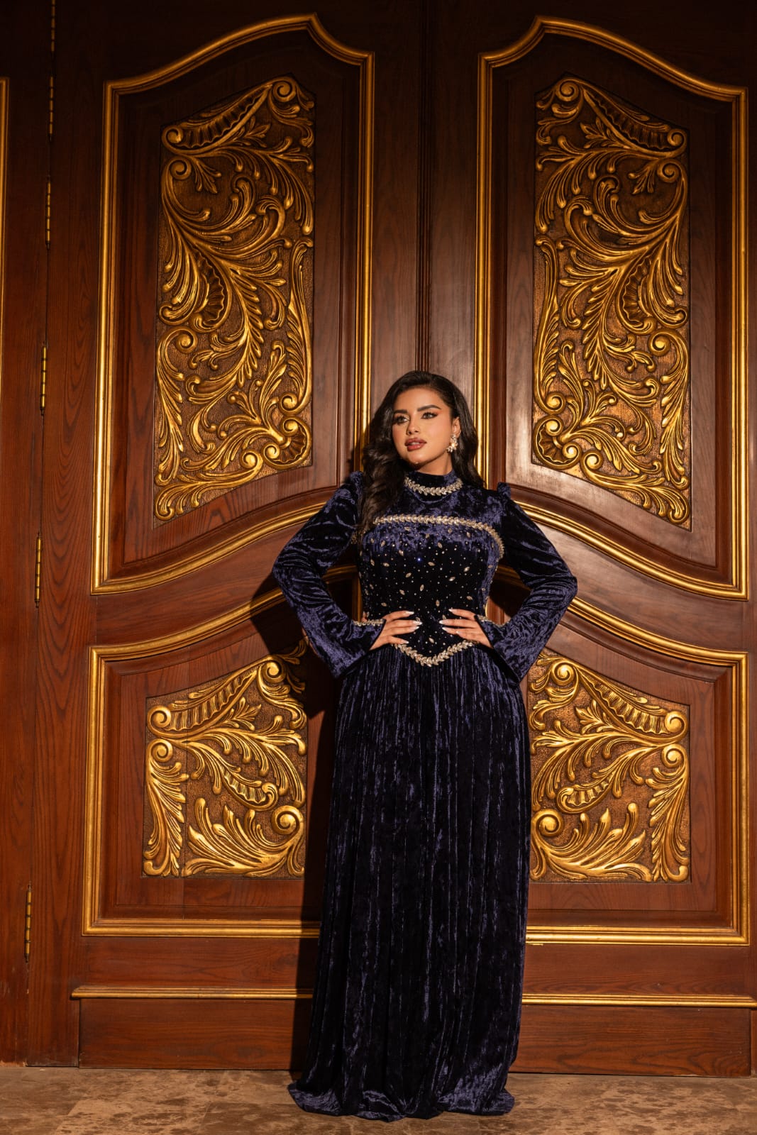 Corset flared dress Navy Blue