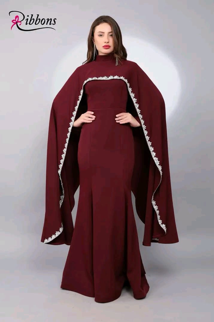 Crystal cape dress - Burgandy