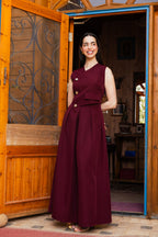 Gold buttoned dress Burgundy