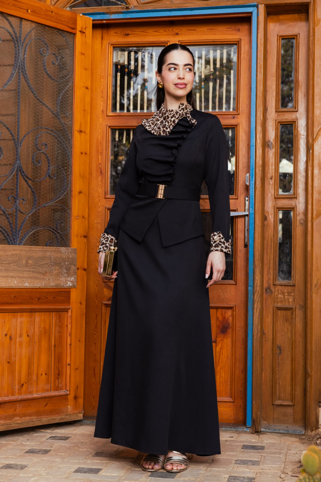 Tiger scarf dress black
