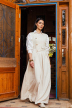 Gold buttoned dress Beige