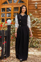Gold buttoned dress Black