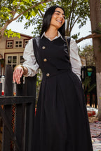 Gold buttoned dress Black