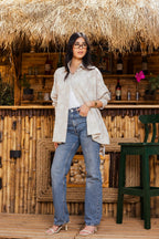 Oversized blouse beige