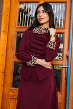 Tiger scarf dress burgundy