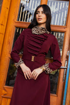 Tiger scarf dress burgundy