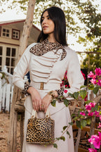 Tiger scarf dress beige