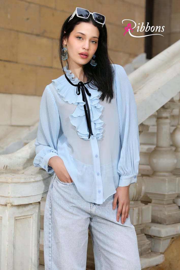 Velvet blouse Baby Blue