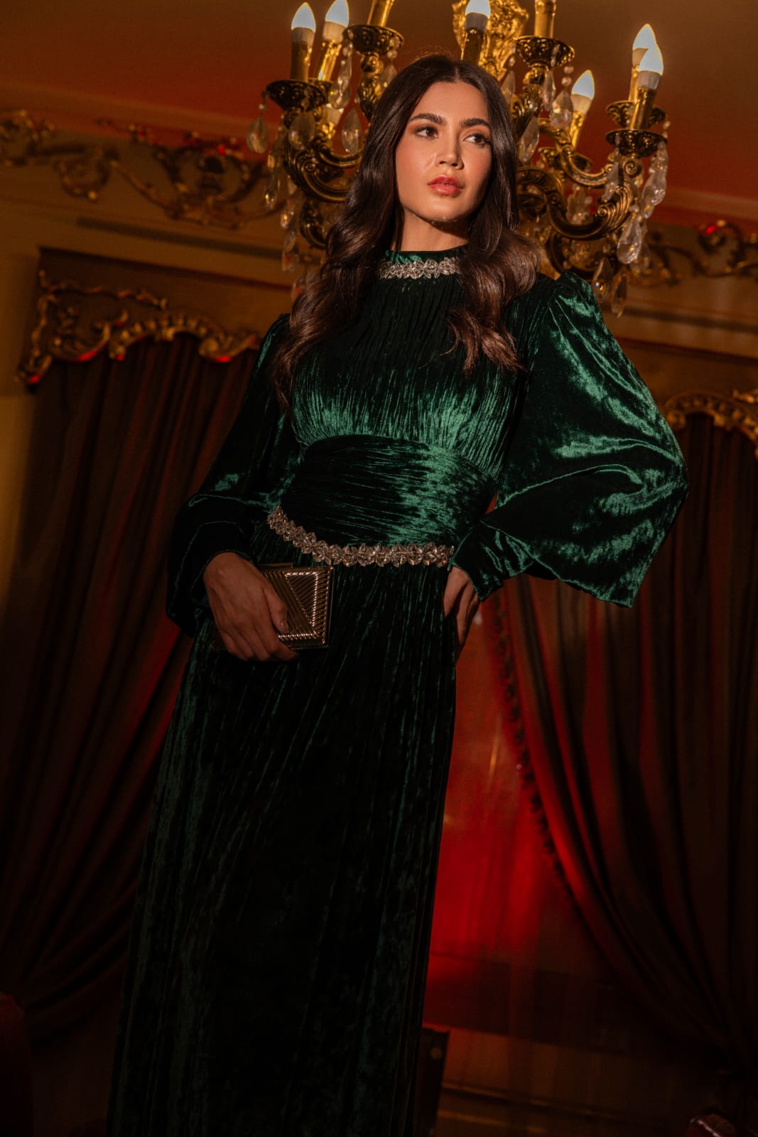 Crystal draped dress