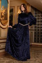 Crystal draped dress Navy Blue