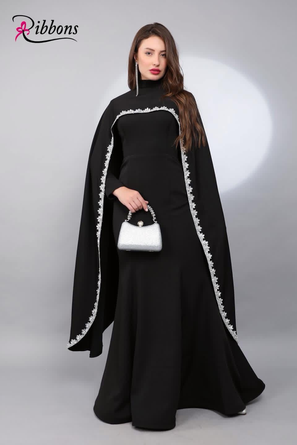 Crystal cape dress - Black