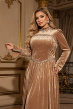 Corset flared dress Beige